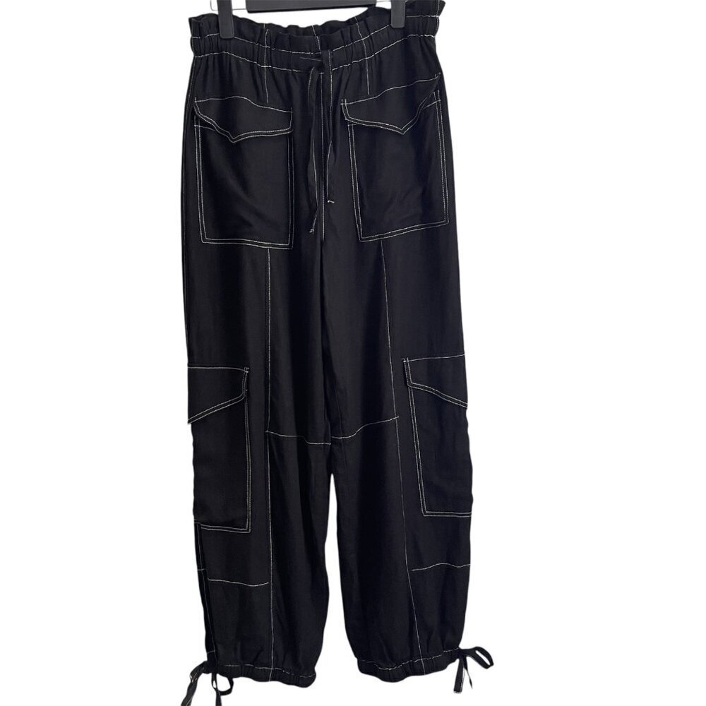 Forever 21 Women Jogger Pants Sz L Linen Blend Streetwear Baggy Skater Oversized